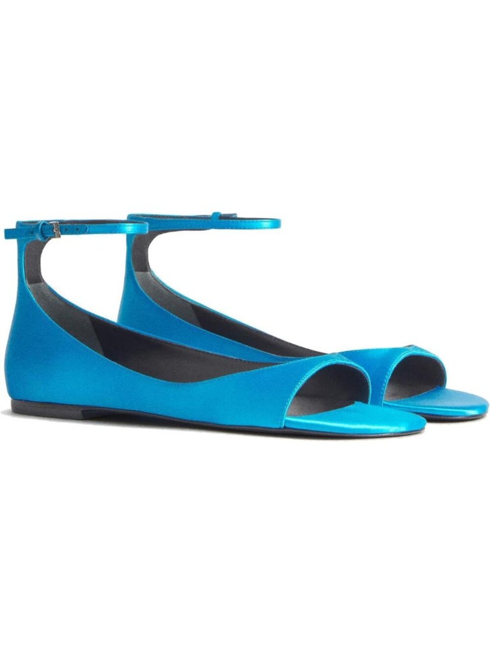 Chic Satin Open Toe Flat Sandals with Ankle Strap - Dressy Party & Wedding Shoes